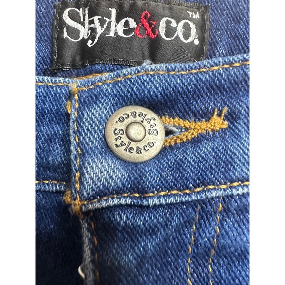 Style & Co Straight Leg Jeans Womens 6 Dark Wash Blue Denim High Rise Zipper Fly - Picture 5 of 13